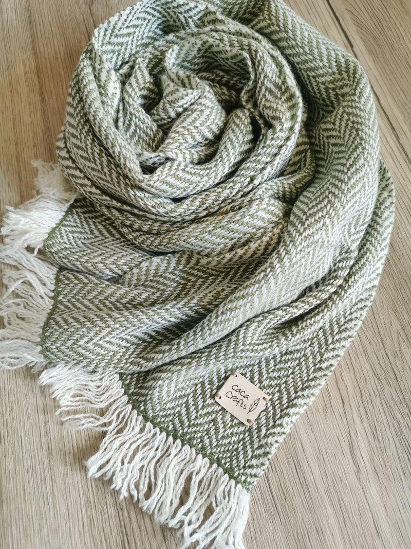 Handwoven by Carina | Handwoven silk cashmere scarf - Knit Scarves & Wraps - Silk Green