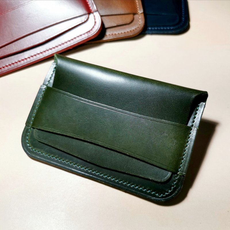 Coin Pouch Oil Pull Up Leather (Green) - 零錢包/小錢包 - 真皮 綠色