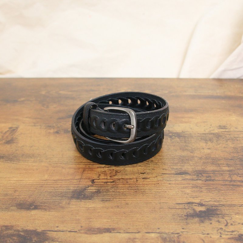 Back to Green-經典復古腰帶  黑色 環編織 bt-19 //vintage belt - 皮帶/腰帶 - 真皮 