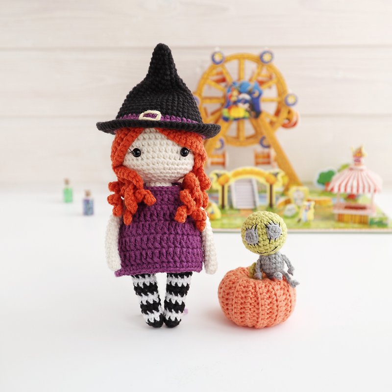 Other Materials Other - Crochet Doll Pattern: Witch doll with pumpkin, Halloween amigurumi pattern