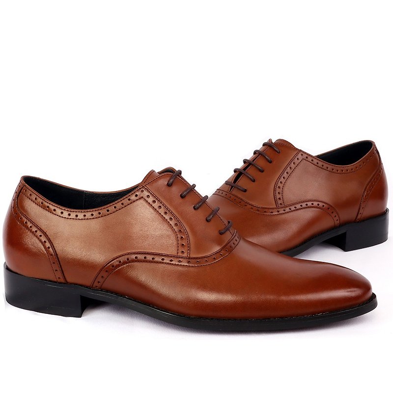 sixlips urban fashion leather carved oxford shoes Brown - รองเท้าอ็อกฟอร์ดผู้ชาย - หนังแท้ สีนำ้ตาล