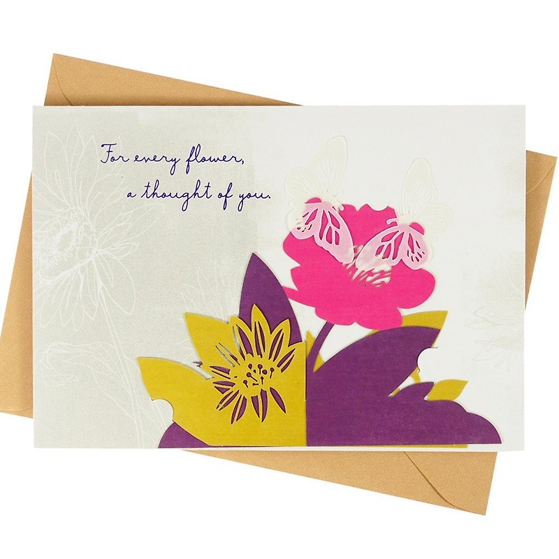 美麗的片刻-附立體花朵【Hallmark-創意手作卡片 款款思念】 - 心意卡/卡片 - 紙 白色