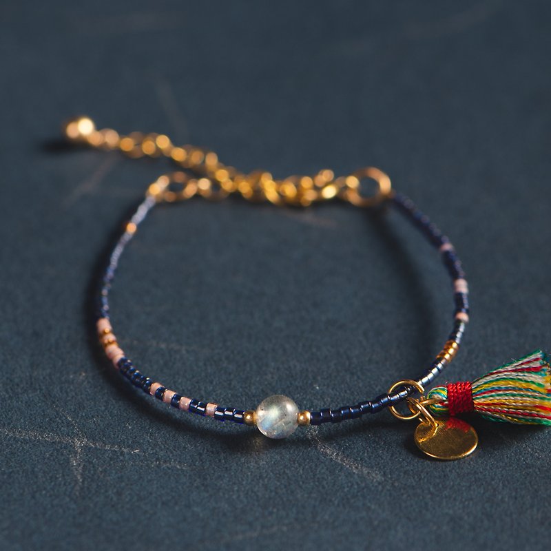 Very Fine Series | Labradorite 14K Gold Japanese Rice Bead Bracelet Very Fine Blue Bracelet Customized Gift - Bracelets - Gemstone Blue