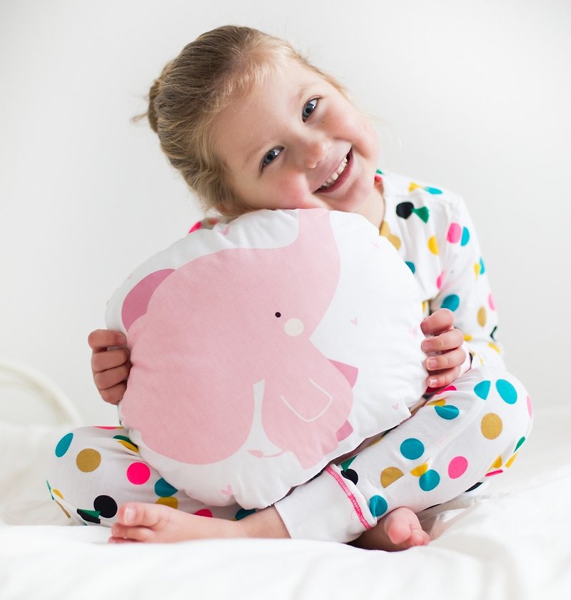 Netherlands | a Little Lovely Company ❤ Healing pink elephant mini pillow - หมอน - ผ้าฝ้าย/ผ้าลินิน สึชมพู