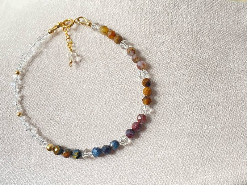 美國赫爾基蒙閃靈鑽 彼得石 白水晶 || 14KGF注金 情侶手鍊 - 手鍊/手環 - 水晶 多色