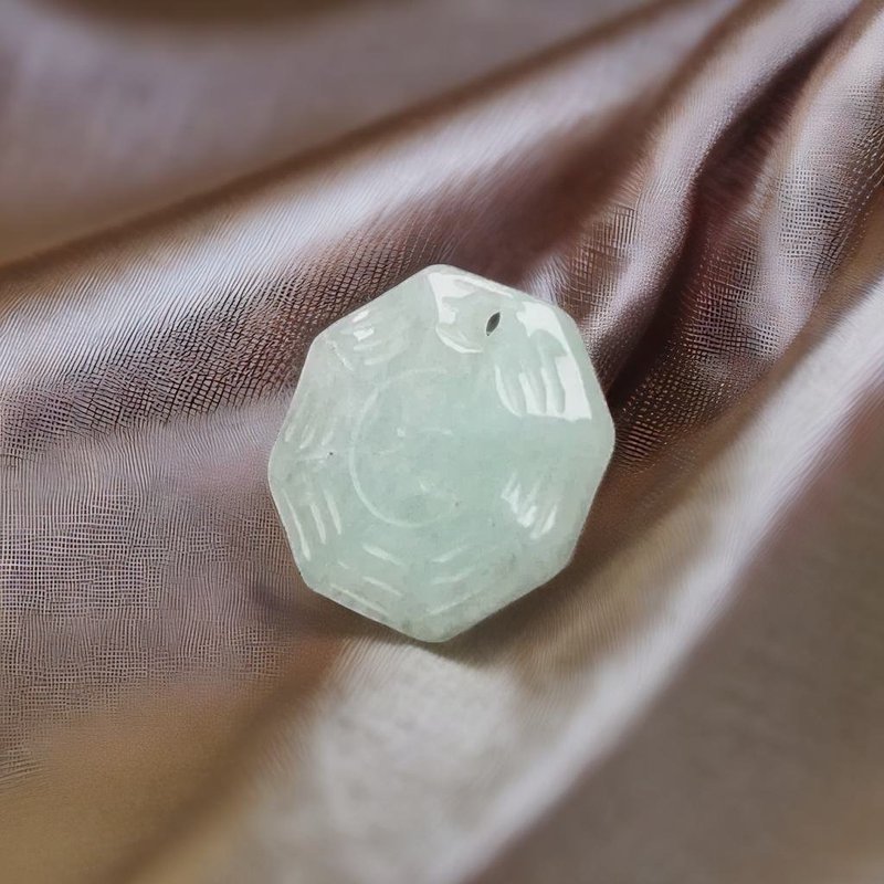 冰綠翡翠八卦吊飾 | 天然緬甸玉翡翠A貨 - 金工/飾品 - 玉石 綠色