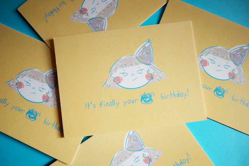 【電子檔 插畫生日卡 自行印刷】終於是你的__歲生日 ‧ 生日卡片 - 電子喜帖/賀卡/邀請函 - 其他材質 
