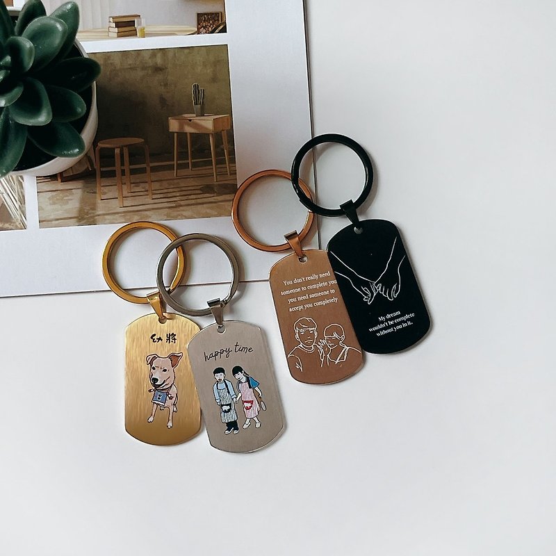 Customized pendant military medal shape printed photo-like face painting commemorative pendant gift text pendant - Keychains - Stainless Steel 