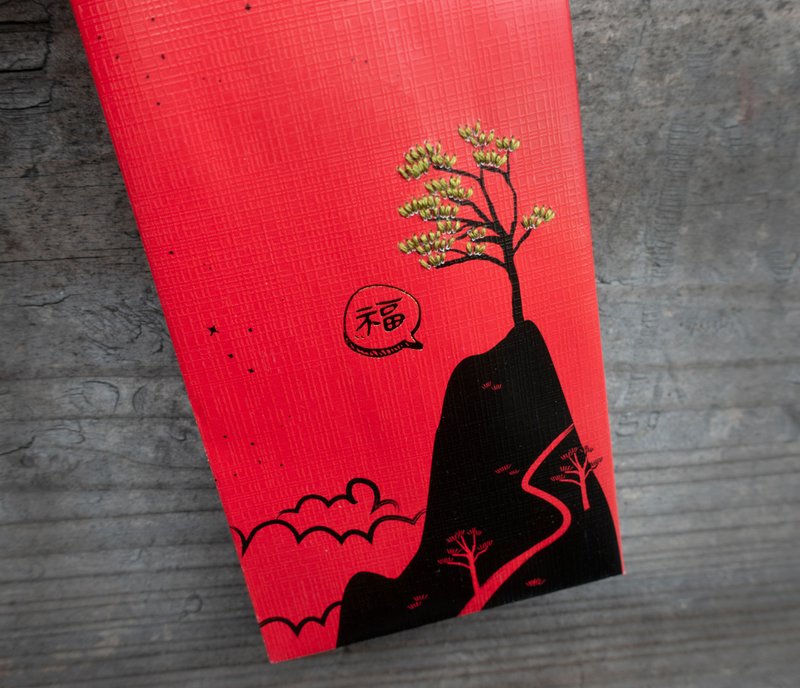 山人系 山景福字燙金 刺繡立體紅包袋 款式一 單入 - 紅包袋/春聯 - 紙 紅色