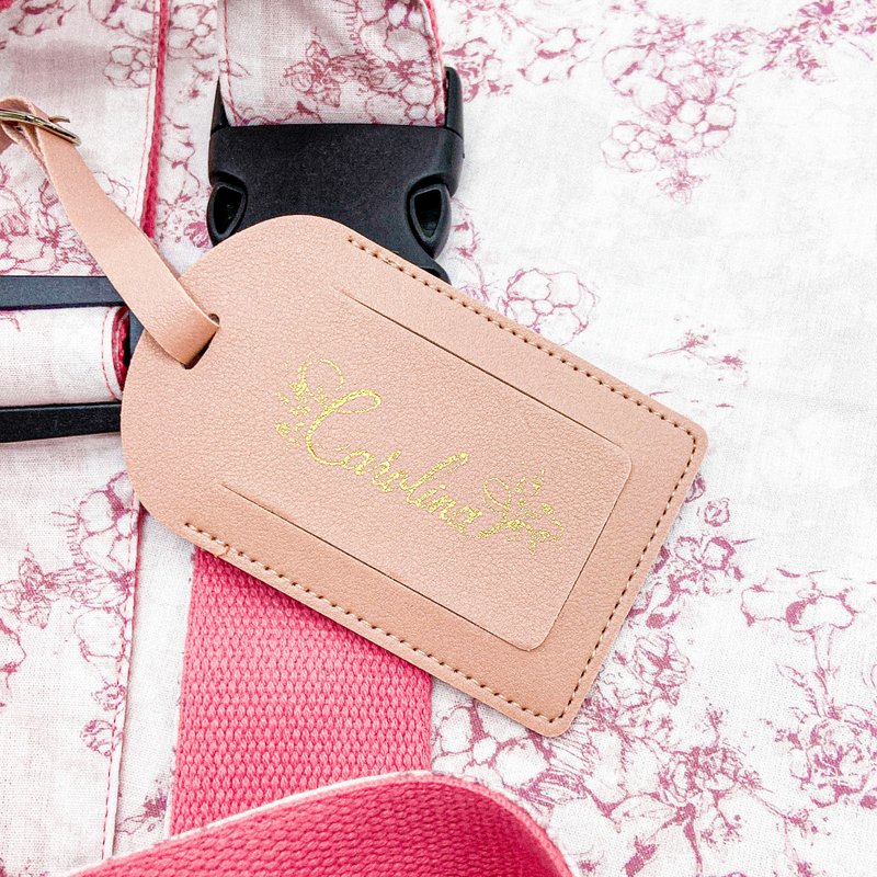 【Travel Set】Original Print Travel Luggage Strap and Tag-Cradle Pink - กระเป๋าเดินทาง/ผ้าคลุม - ผ้าฝ้าย/ผ้าลินิน สึชมพู