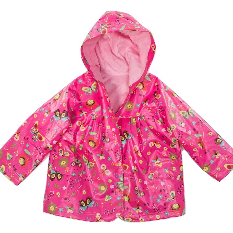 Windproof, waterproof, breathable, printed warm wind raincoat jacket <Butterfly Garden> - Other - Cotton & Hemp Red