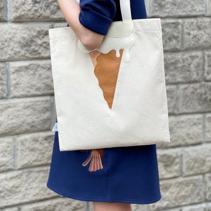 [Pattern is not printing] Vanilla ice cream, original color canvas bag - Messenger Bags & Sling Bags - Cotton & Hemp Blue