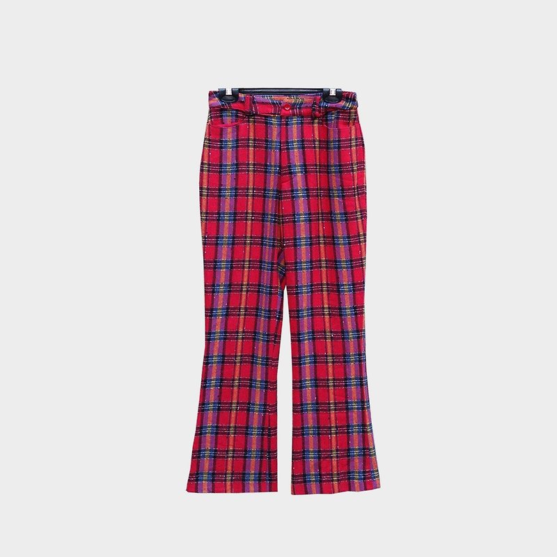 Dislocated vintage/ woolen plaid pants no.B20 vintage - กางเกงขายาว - เส้นใยสังเคราะห์ สีแดง