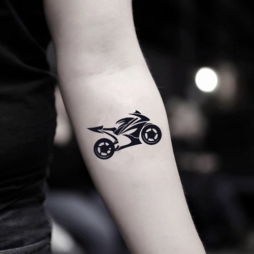 OhMyTat OhMyTat 摩托車 Motorcycle 刺青圖案紋身貼紙 (2 張)