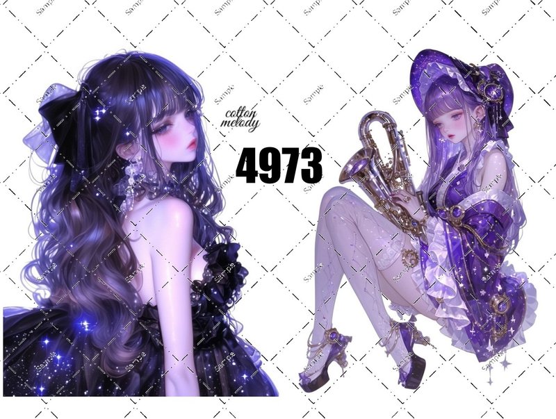 original sticker no.4973 人物ステッカー オリジナルステッカー オリジナル人物ステッカー 装飾ステッカー cotton melody - 貼紙 - 紙 