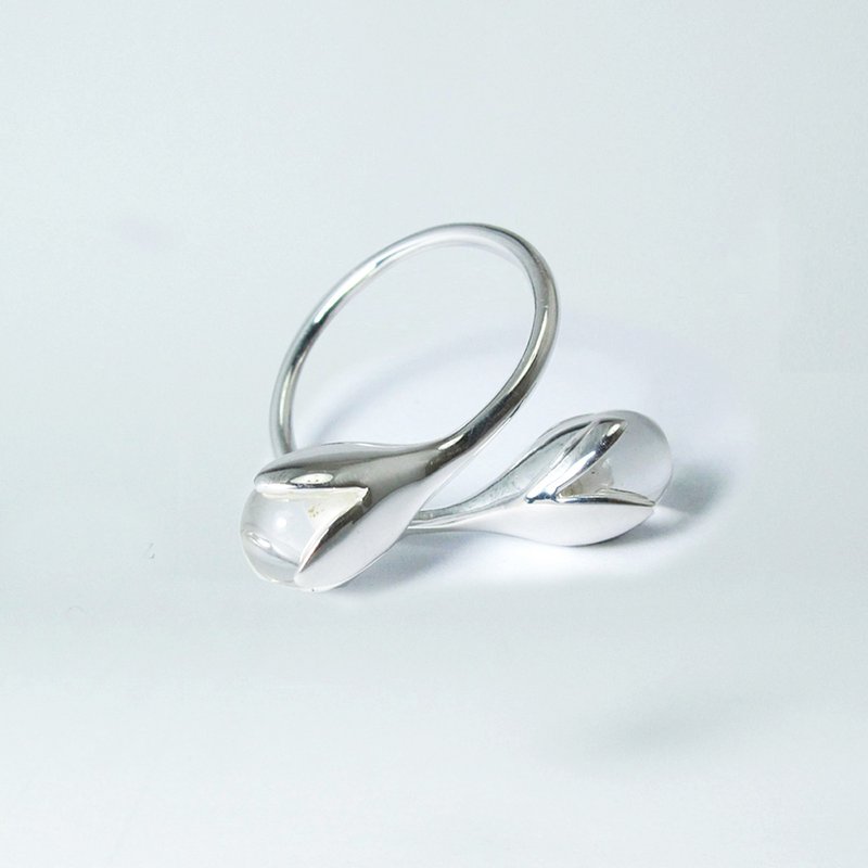Silver ring, Quartz ring ,Lucky stone , adjustable ring ,drop ring - 戒指 - 純銀 