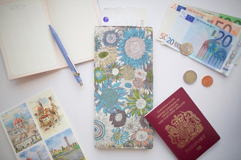 旅行書類を保管するウォーキング・ドキュメント - パスポートケース - コットン・麻 グリーン