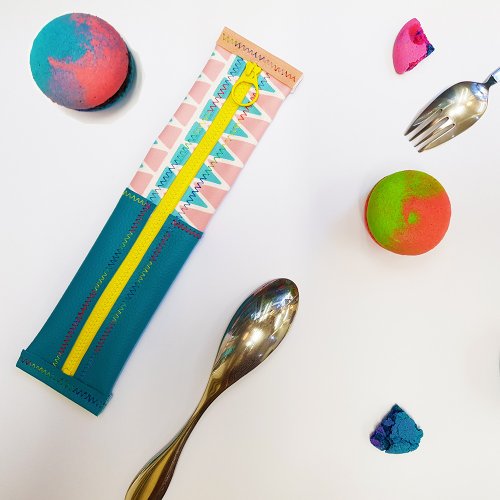 ANITAJEWEL 【24小時快速出貨】免水洗餐具袋 環保餐具袋&筆袋 甜粉