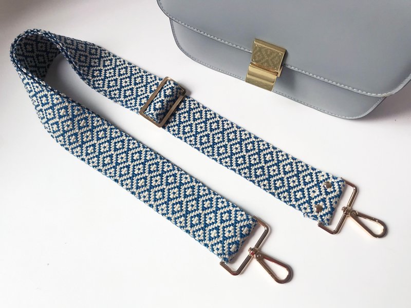 2-inch wide handmade straps, cotton woven straps, backpack straps can be adjusted and replaced - Messenger Bags & Sling Bags - Cotton & Hemp Blue