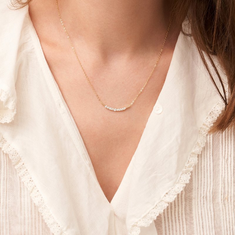 石スターリング シルバー メッキ 18kゴールドスマイル ネックレス 女性 ニッチ デザイン ライト ラグジュアリー スタイル ジルコン 鎖骨 チェーン ガールフレンド ギフト - ネックレス - シルバー ゴールド