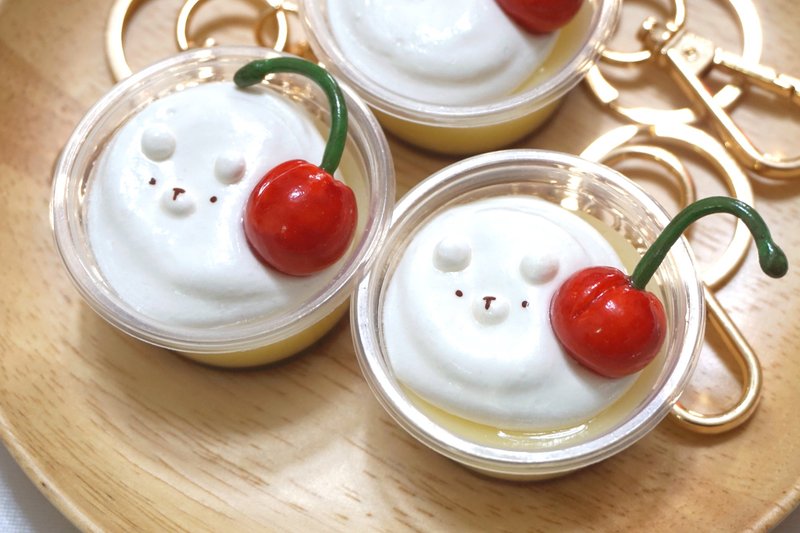 HealingKuma Collection Creme Brulee Keyring | Imitation Dessert Handmade Charm - Keychains - Clay Yellow