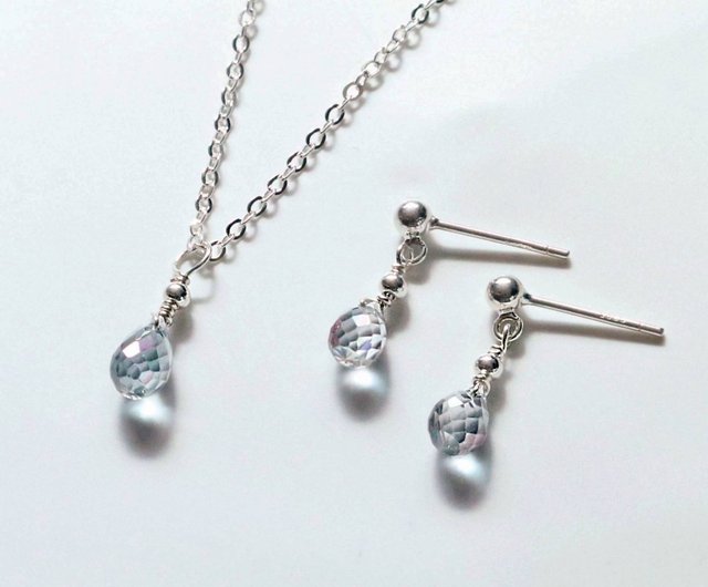 天然 ピンクトパーズ ネックレス ピアス セット レディース 10金 ホワイトゴールド 天然石 11月 誕生石 お守り 誕生日プレゼント 女性 天然 ミスティック トパーズ ネックレス ピアス セット レディース