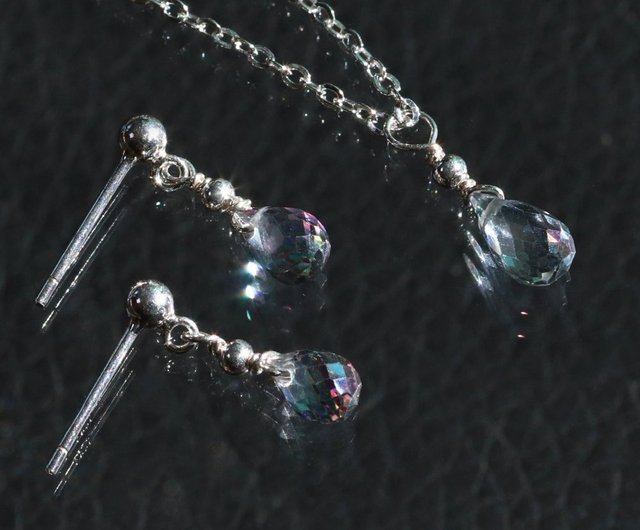 天然 ミスティック トパーズ ネックレス ピアス セット レディース 天然石 お守り フープ 多彩な色合いの魔法の宝石幻想的で美しいミスティックトパーズ