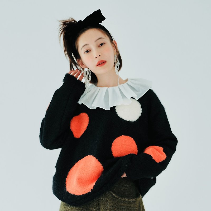 Two Tone Dot Sweater - Black Bottom - Women's Sweaters - Other Materials Multicolor