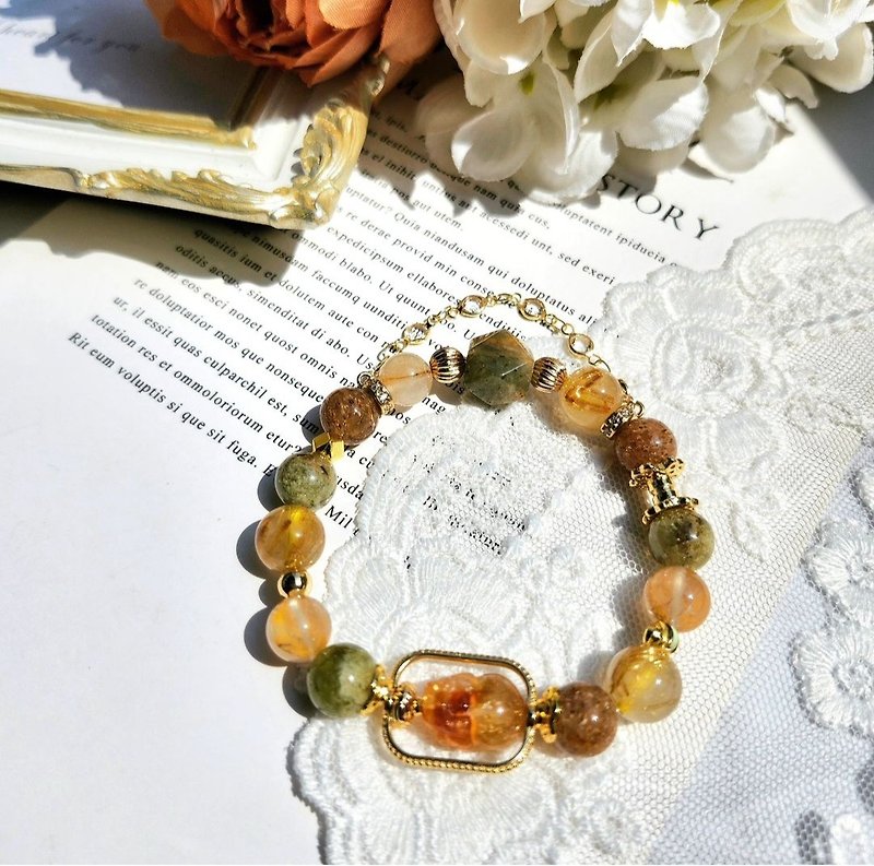 Green fields of gold/crystals that bring both positive and partial wealth, and help career luck/titanium crystals/green ghosts - Bracelets - Crystal Green