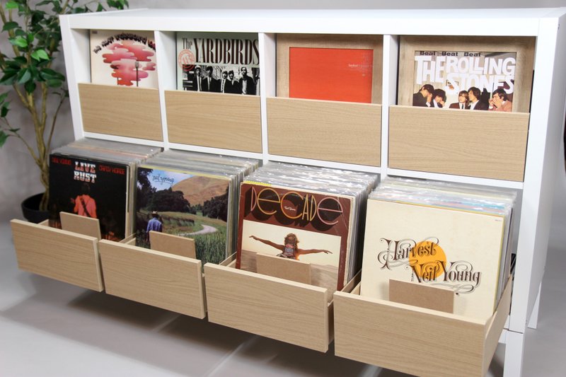 IKEAカラックスKallax用レコード収納　LP引出し*楢、樫*ディスプレイ*棚キャビネット*おしゃれラック*ターンテーブルお気に入り*DJプレイヤー*台 - 衣櫃/鞋櫃 - 木頭 卡其色