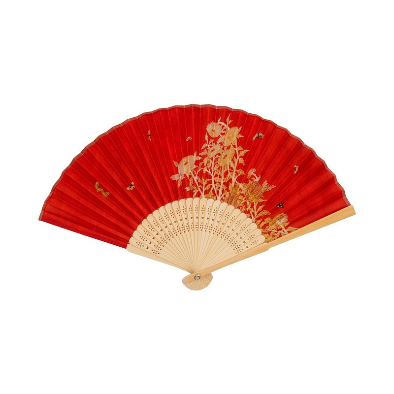 史博常玉菊摺扇 - 扇子 - 竹 紅色