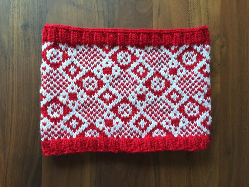 [Kids] neck warmer and of Fair Isle pattern belly band - Other - Cotton & Hemp Red