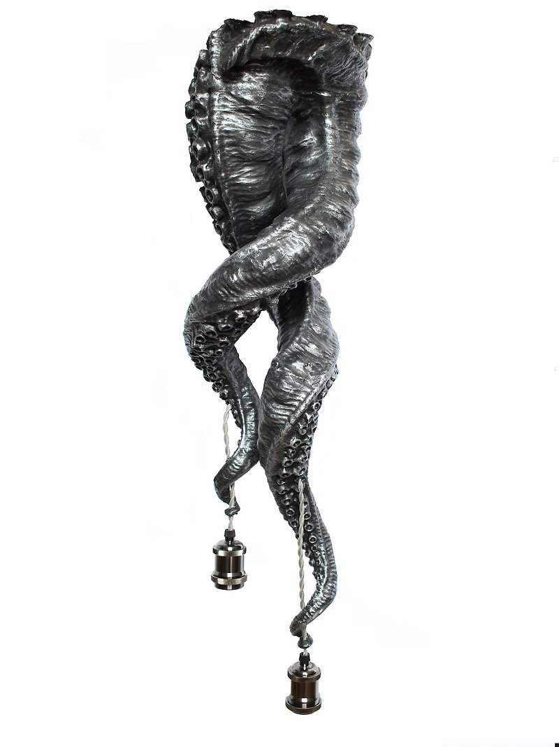 Octopus, Antique Tentacle lamp, Cthulhu mythos Fantasy Gift Idea, Steampunk art - Lighting - Plastic Silver