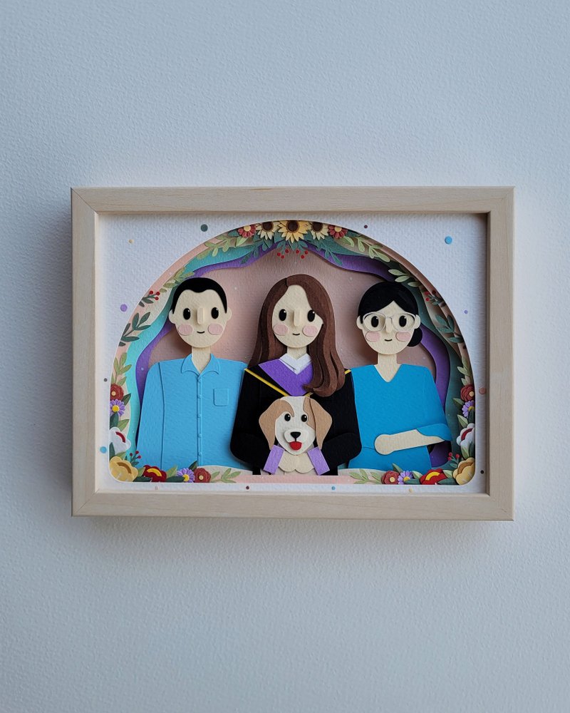 Layered custom papercut frame: family theme. - 相框/畫框 - 紙 