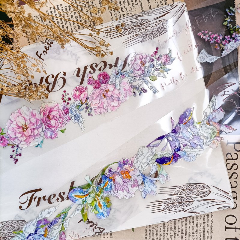 The posture of flowers 3 /  Masking Tape - Washi Tape - Plastic Multicolor
