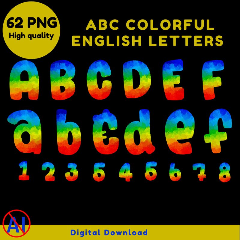 Colorful English letters ABC PNG - 字體設計 - 其他材質 