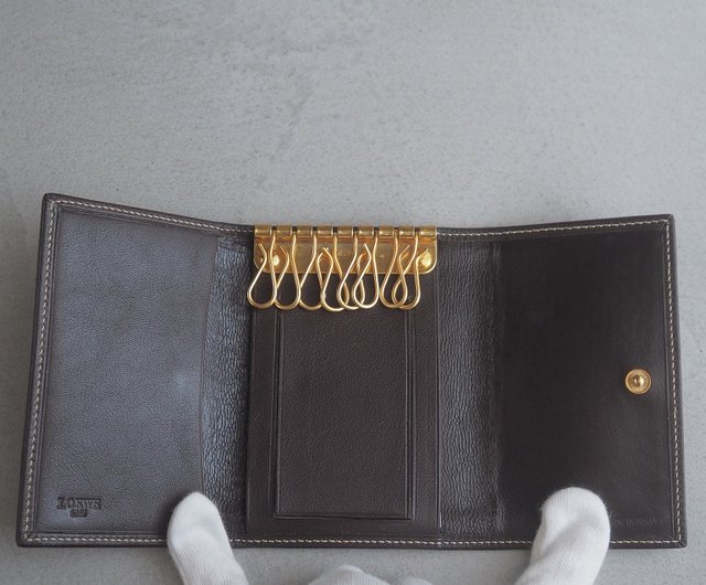 LOEWE ロエベ　キーケース　スエード アナグラムロゴ　ベージュ　ブラウン LOEWE ロエベ アナグラム キーケース カードケース スエード