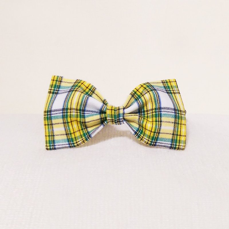 Ella Wang Design Bowtie Pet Bow Tie Bow Cat Dog Yellow Plaid Gentleman - Collars & Leashes - Cotton & Hemp Yellow