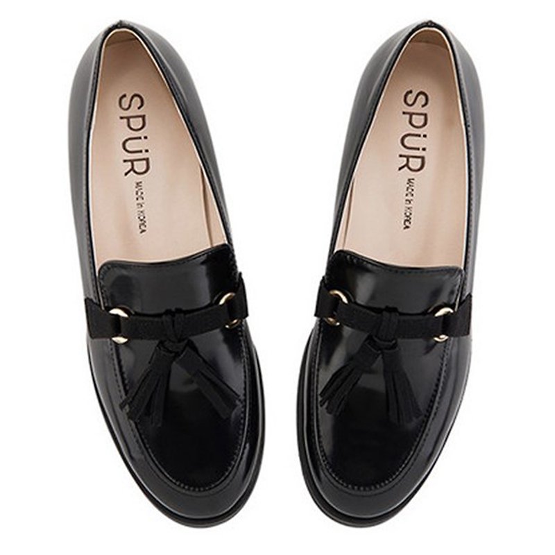 PRE-ORDER – SPUR 皮帶扣流蘇平底鞋 MS7023 BLACK - 女款休閒鞋 - 人造皮革 