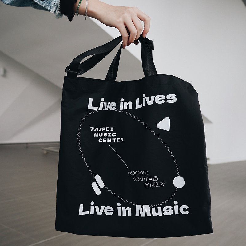 Beiliu Tote Bag Live in Lives, Live in Music. | Black - Handbags & Totes - Nylon Black