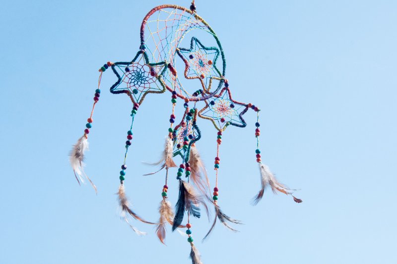 Valentine's Day hand-woven cotton and linen rainbow color dream catcher / Bohemian - Star segment dyed color system - Items for Display - Cotton & Hemp Multicolor