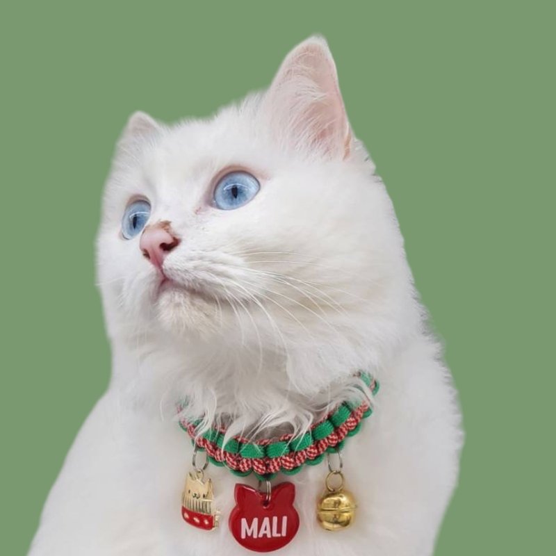 可調節傘繩項圈 (CH2208) 狗/貓聖誕主題帶名牌 - 項圈/牽繩 - 其他材質 多色