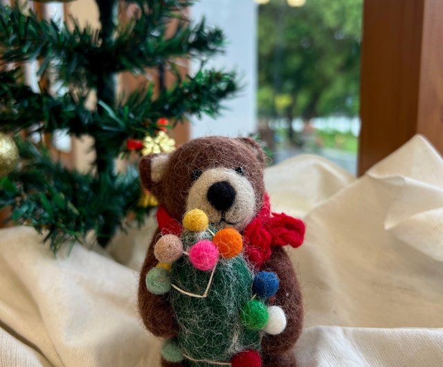 【✽確認用✽】レトログリーンのくまさん✽羊毛フェルト ✽確認用✽】レトログリーンのくまさん✽羊毛フェルト