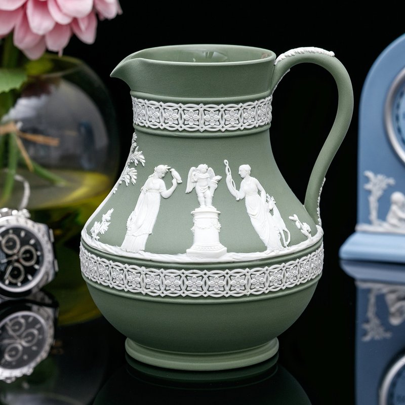 英國製Wedgwood 豐收女神 手工浮雕1970年陶瓷水壼咖啡奶壼果汁壼 - 咖啡壺/手沖壺 - 瓷 