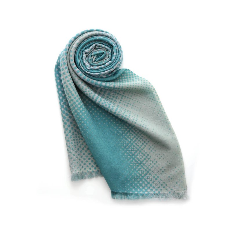 Layered wool scarf - rain sound - blue - Knit Scarves & Wraps - Wool Blue