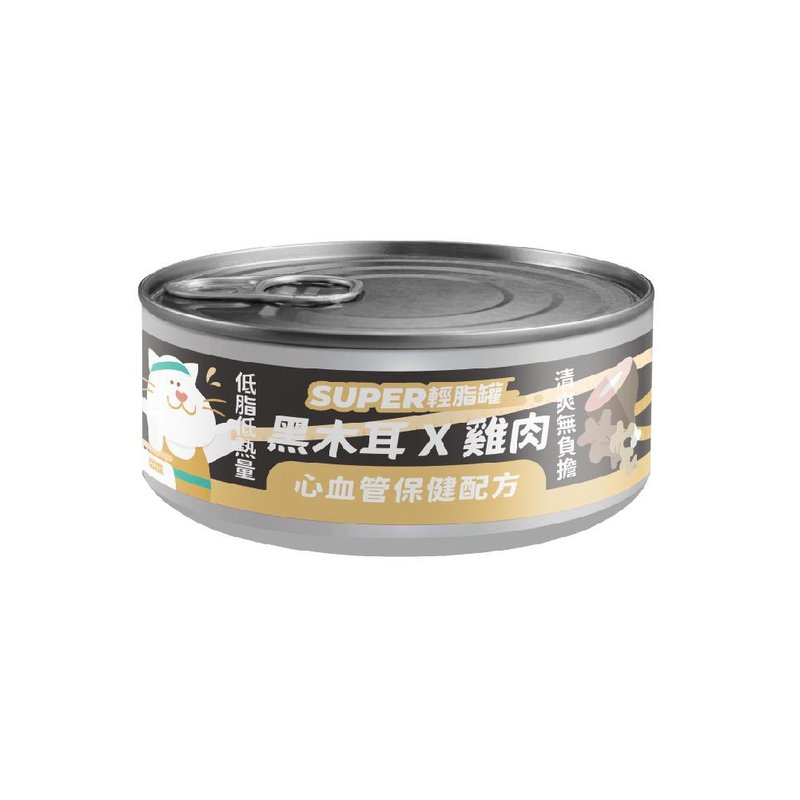 陪心寵糧貓Super小黑輕脂罐 - 雞肉X黑木耳 80g - 貓罐頭/鮮食 - 新鮮食材 