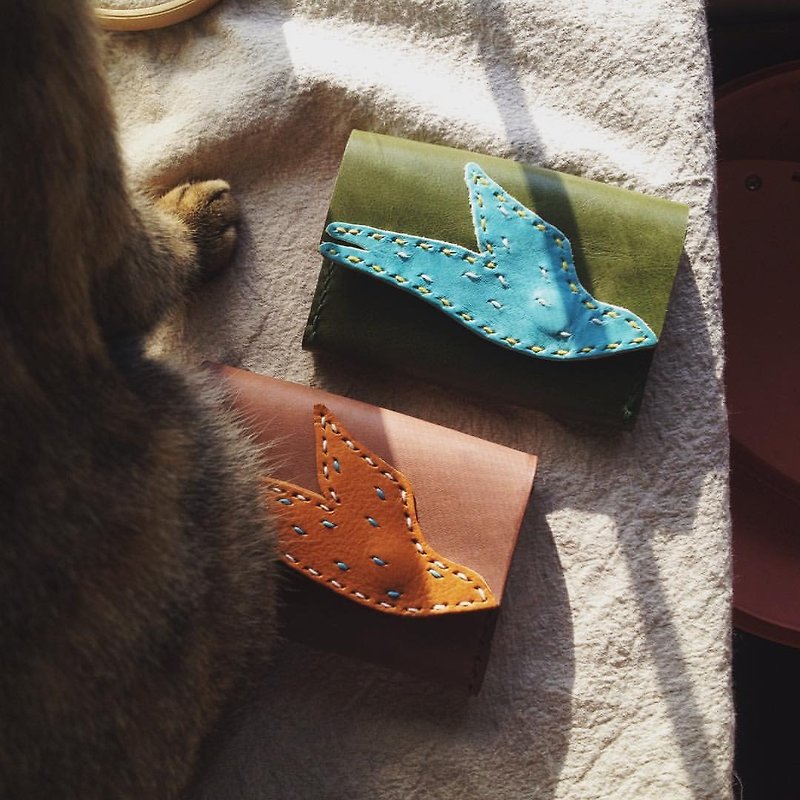 Swallow muttered leather wallet _ handmade 4 colors - กระเป๋าสตางค์ - หนังแท้ หลากหลายสี
