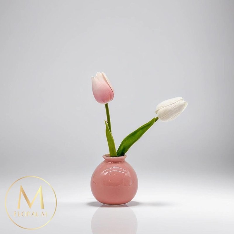 俏皮蜜桃粉鬱金香仿真花禮 - 擺飾/家飾品 - 塑膠 粉紅色