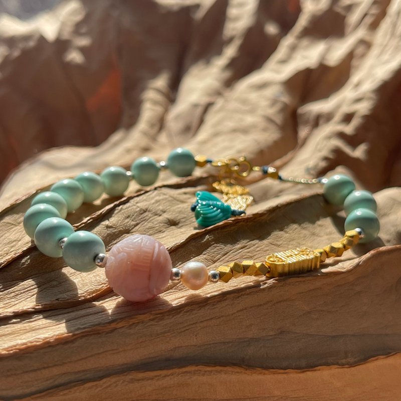 Easy Natural Turquoise Single Circle Salt Source Agate Pearl Silver Plated Jewelry - Bracelets - Jade 