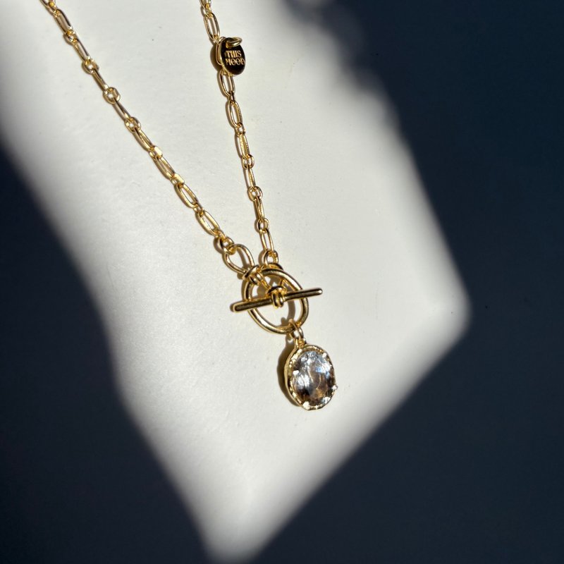 [Crystal Necklace] Yellow Topaz Gold Necklace - Necklaces - Sterling Silver Gold